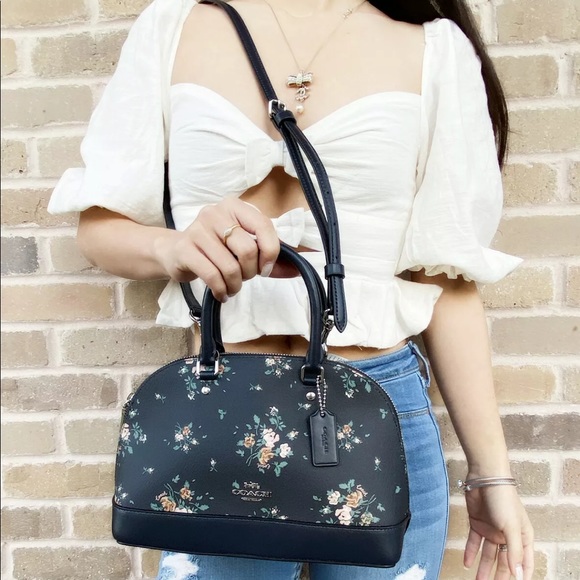 Coach Handbags - Coach Satchel/Crossbody Rose Print Midnight Floral